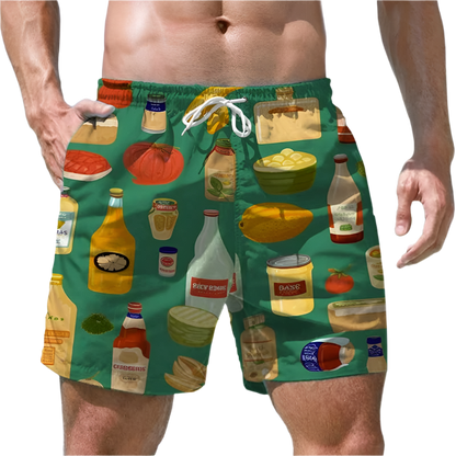 Men's Shorts Quick Dry Swim Shorts Beer Print