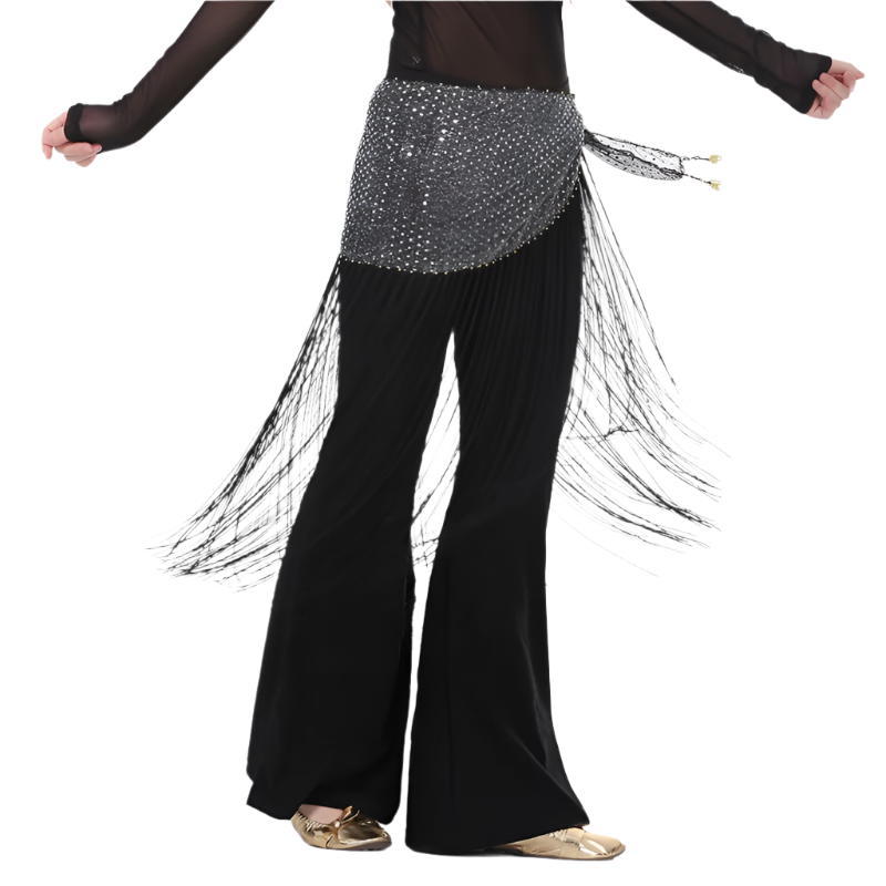lace tassel belly dance hip scarf with Indian cultural design for resort performance wear