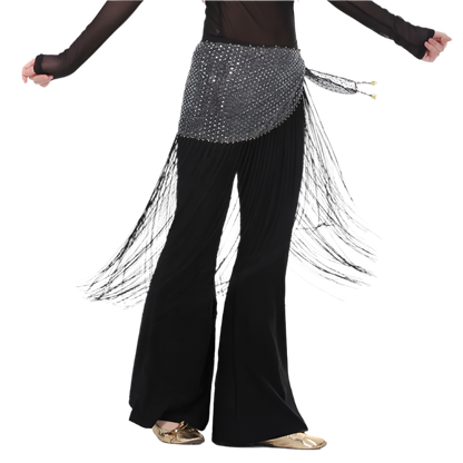 lace tassel belly dance hip scarf with Indian cultural design for resort performance wear