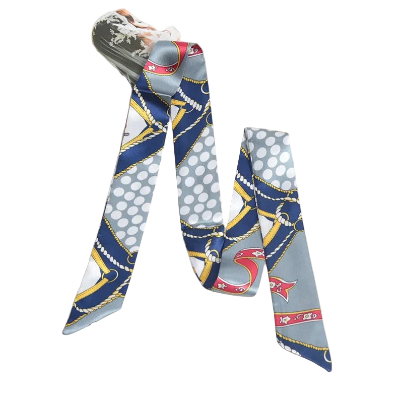 Floral Skinny Scarf – Silk Ribbon Hair Tie & Bag Handle Wrap