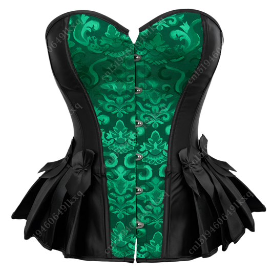 Victorian Princess Corset Black Plus Size Over bust Vintage Green for Women