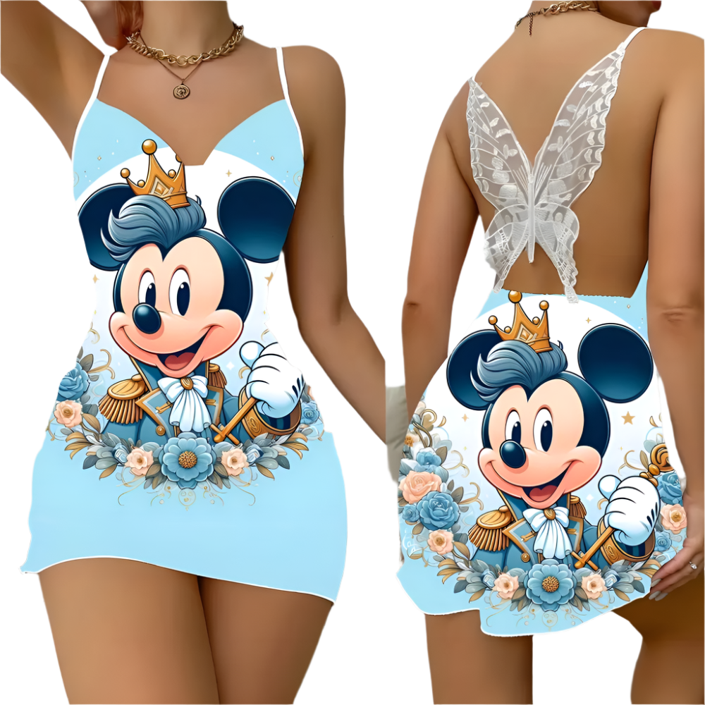 Funny Mickey Mouse Silk Dress | Playful Women's Fashion