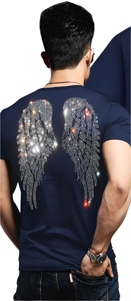 Rhinestone Wings Men's T-shirt Short Sleeve