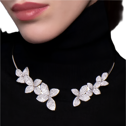 Rhinestone butterfly open collar with metal ring detail - perfect for modern resort weddings