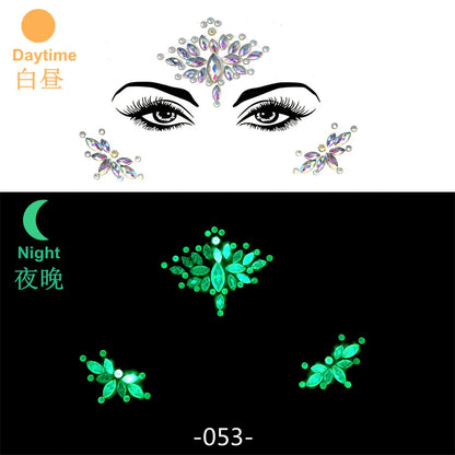 Glow in the Dark Face Gems | Rhinestone Festival Face Stickers