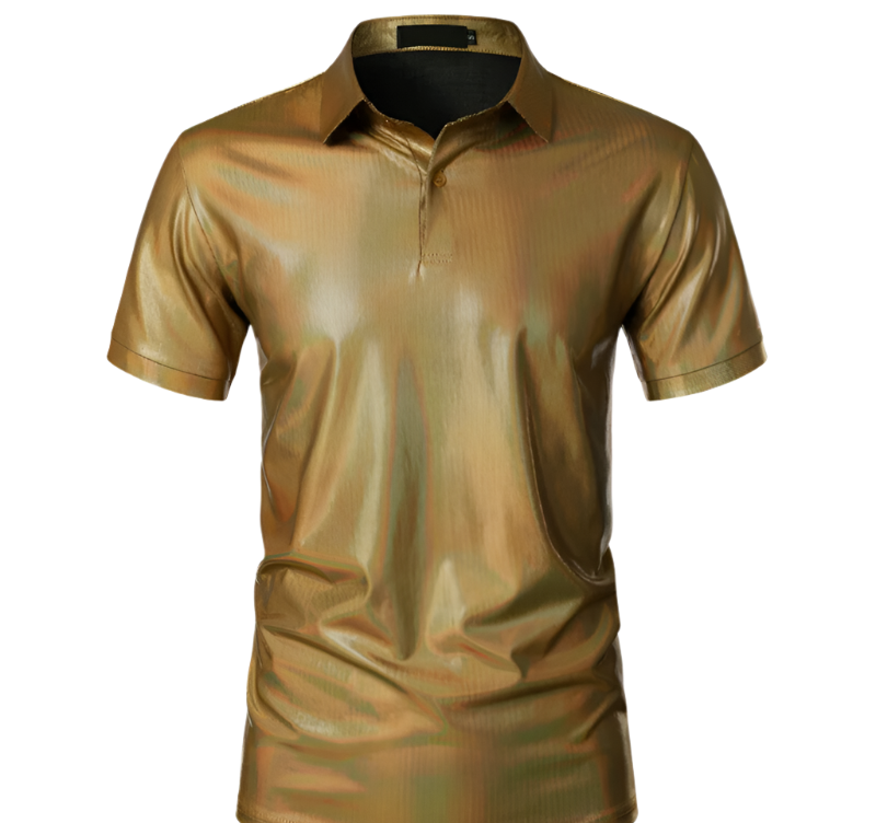 Shinny Surface Gold Short Sleeve T Shirt Men