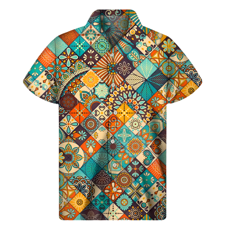 Retro Bohemian Floral Hawaiian Shirt For Men