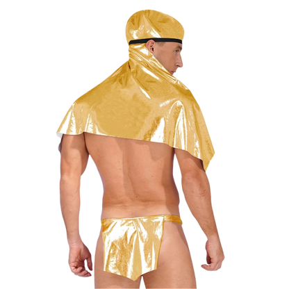 Men's Sexy Prince Cosplay Outfit | Metallic Headpiece & G-string Thong