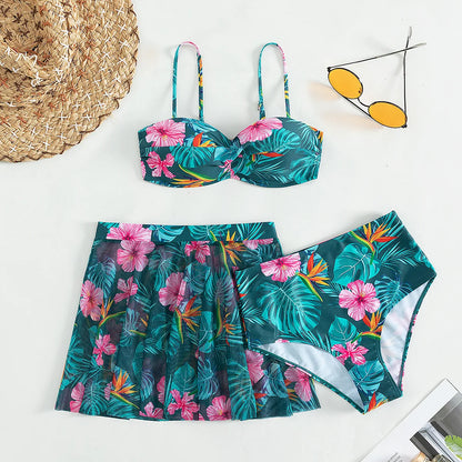 Women's Tropical Print Push Up Bikinis Set