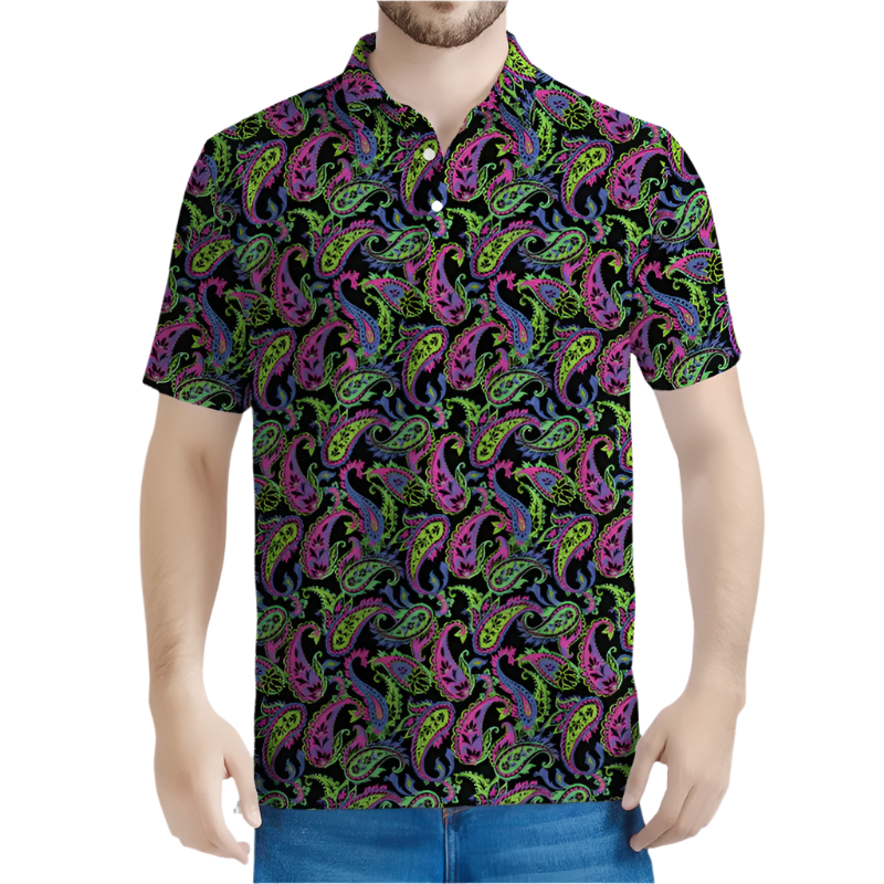 Paisley 3D Printed Polo Shirt Men