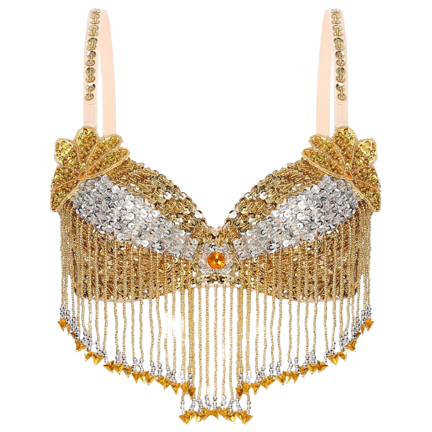 Rave Belly Dance Costume Beaded Glitter Crop Top