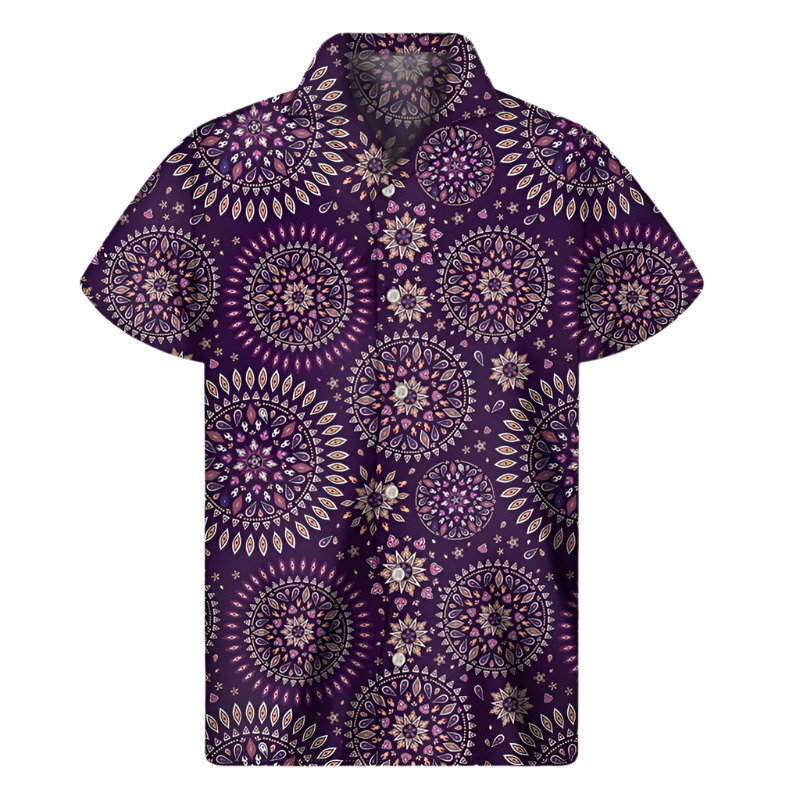 Retro Bohemian Floral Hawaiian Shirt For Men