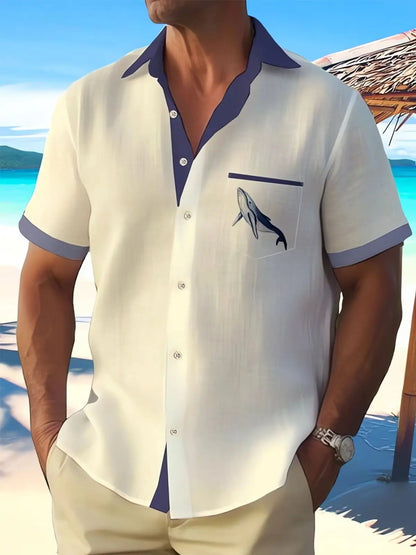 Men's Printed Short Sleeve Button Up Shirt