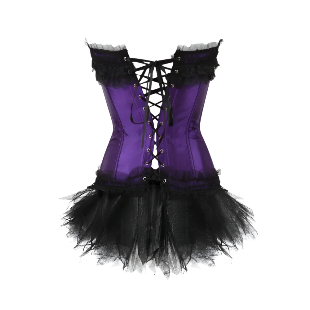 Steampunk corset dress with boned bustier and tutu skirt for resort carnival events

