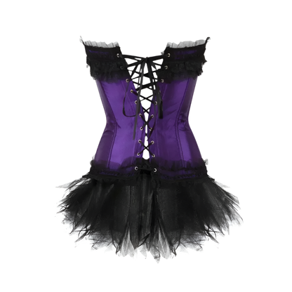 Steampunk corset dress with boned bustier and tutu skirt for resort carnival events

