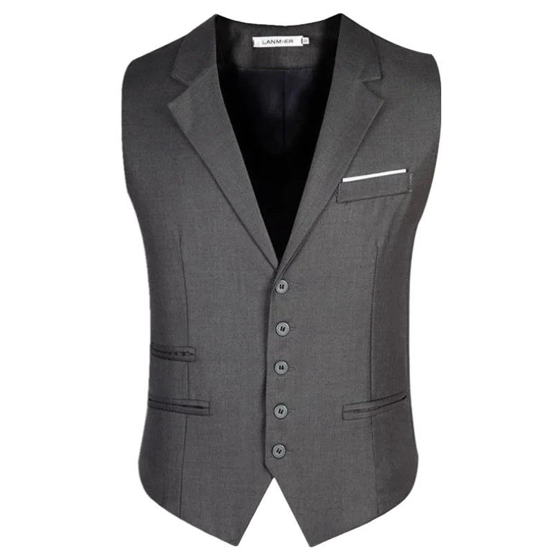 Gray suit vest on a white background