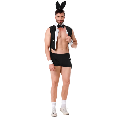 Men's Theme Night Costume Set featuring complete waiter-style design for adult resort events