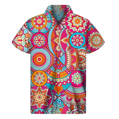 Retro Bohemian Floral Hawaiian Shirt For Men