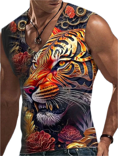 Men's Sleeveless T-Shirt 3D Animal Print