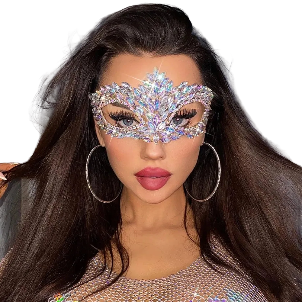 Women’s Rhinestone Masquerade Mask | Crystal Festival Face Mask