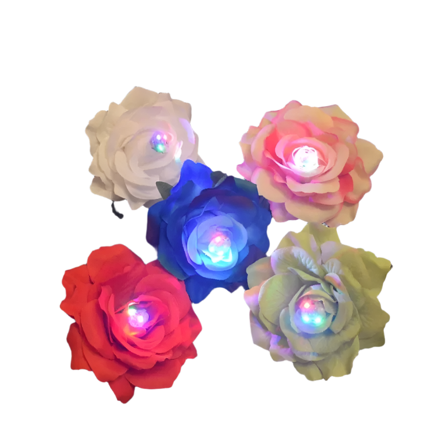 LED Glowing Hair Clips | Rose Flower Barrette Head Wear for Parties