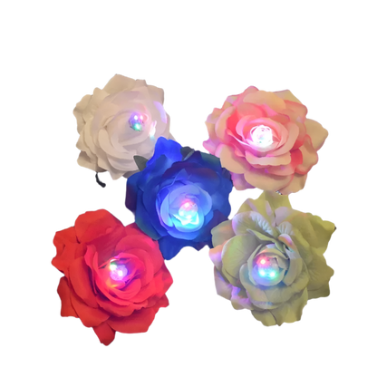 LED Glowing Hair Clips | Rose Flower Barrette Head Wear for Parties