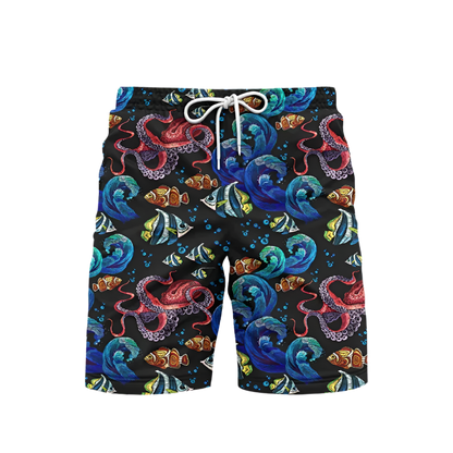 Print Beach Shorts featuring sophisticated marine life design, perfect for luxury adult resort theme nights