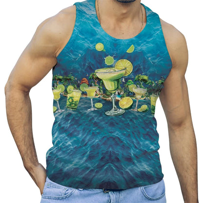 Summer Parrot 3D Printed Beach Tank Top For Men