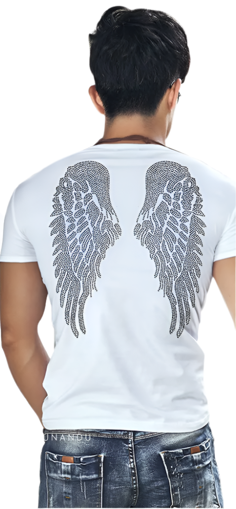 Rhinestone Wings Men's T-shirt Short Sleeve