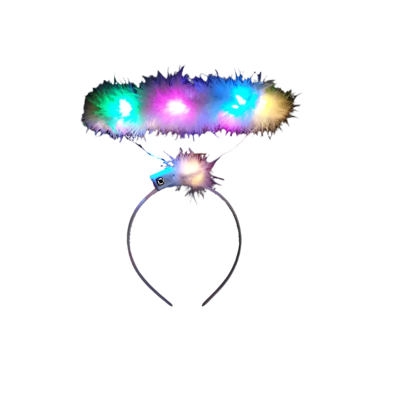 LED Angel Wings: White feathered wings adorned with LED lights in various colors, creating a magical and ethereal appearance.

