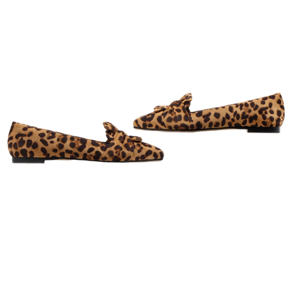 Leopard Print Butterfly Bow Flats | Pointed Toe Loafers | Resort Walking Shoes