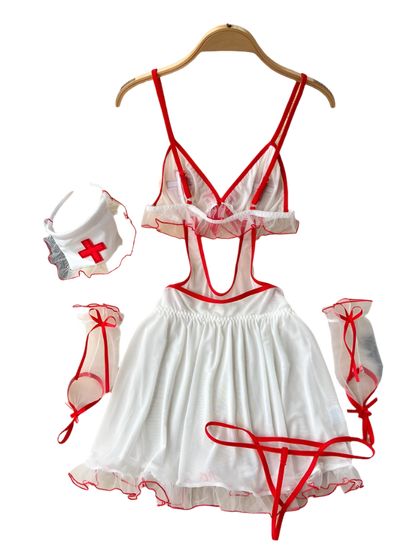 Nurse Mesh Sexy Nightwear for Resort Theme Nights