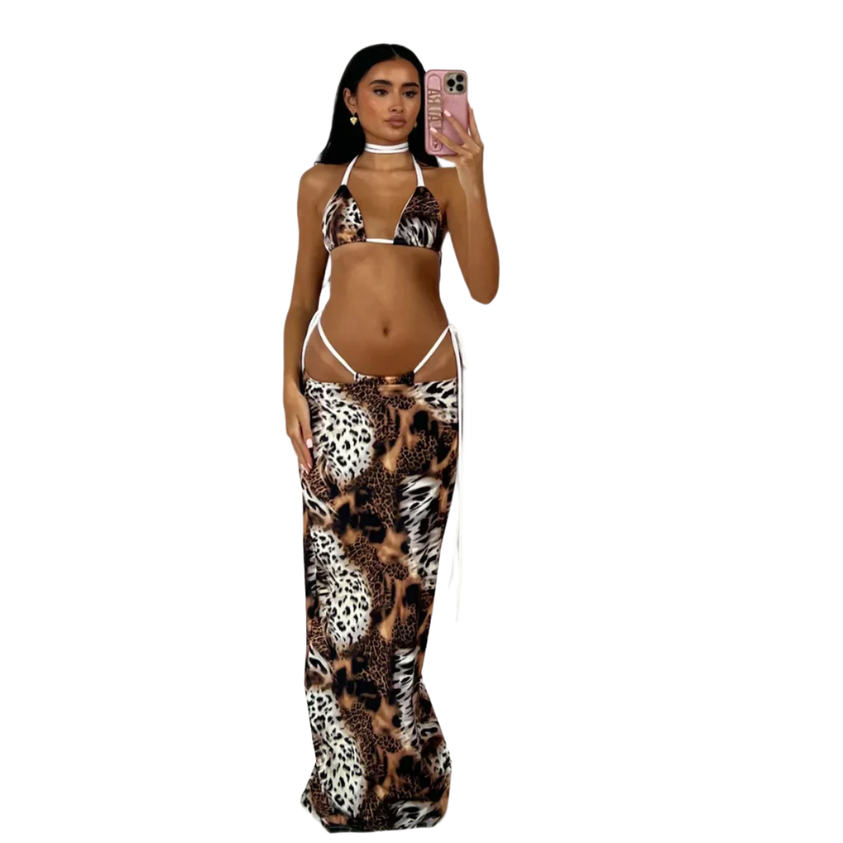 3 Pieces Bikini Set | Push Up Leopard Print Bathing Suit & Beachwear Cover Ups