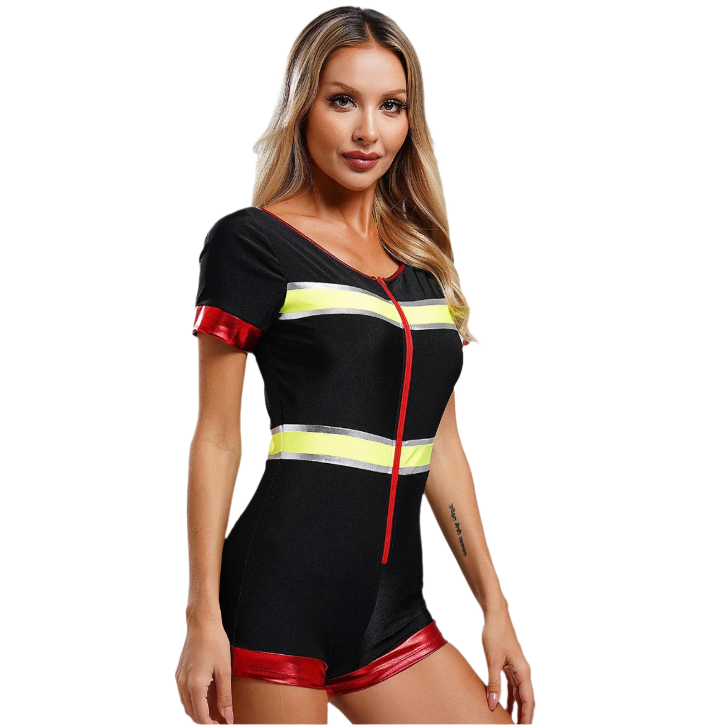 Women's Firefighter Jumpsuit | Stylish Front Zipper One Piece for Theme Nights