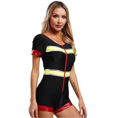 Women's Firefighter Jumpsuit | Stylish Front Zipper One Piece for Theme Nights