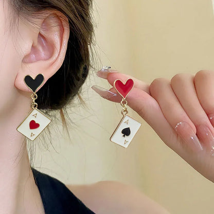 Women’s Playing Card Earrings | Heart & Ace Poker Drop Earrings