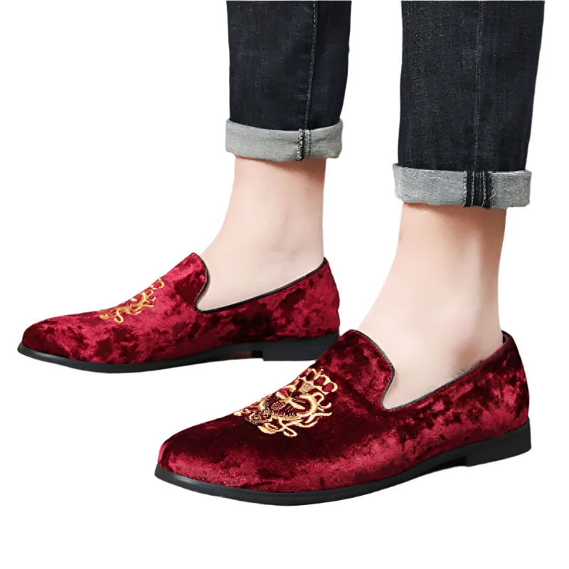 Designer suede leather Oxford shoes with embroidery detail in extended sizes for resort formal wear

