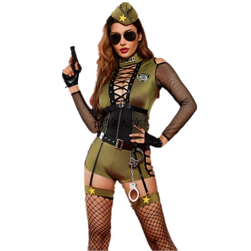 Army Green Cosplay Bodysuit | Leather Belt & Accessories Included