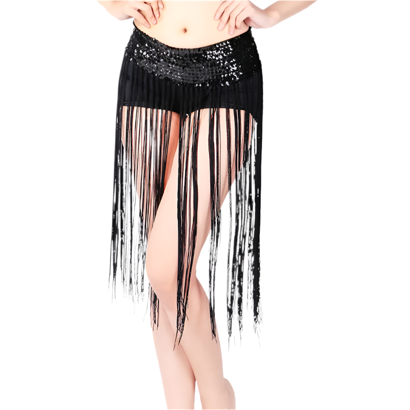  glitter sequin belly dance hip scarf with carnival design for resort performance wear