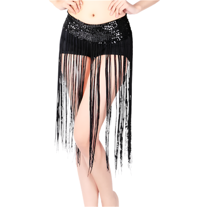  glitter sequin belly dance hip scarf with carnival design for resort performance wear