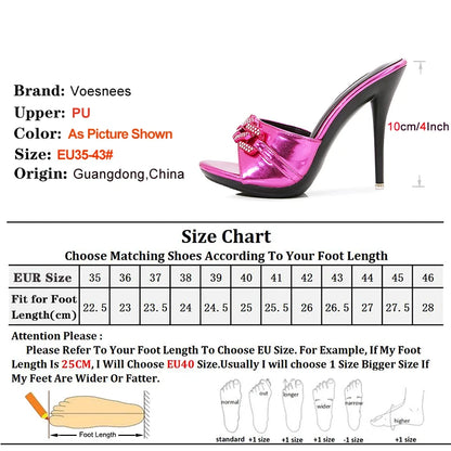 Rhinestone Chain Stiletto Slides