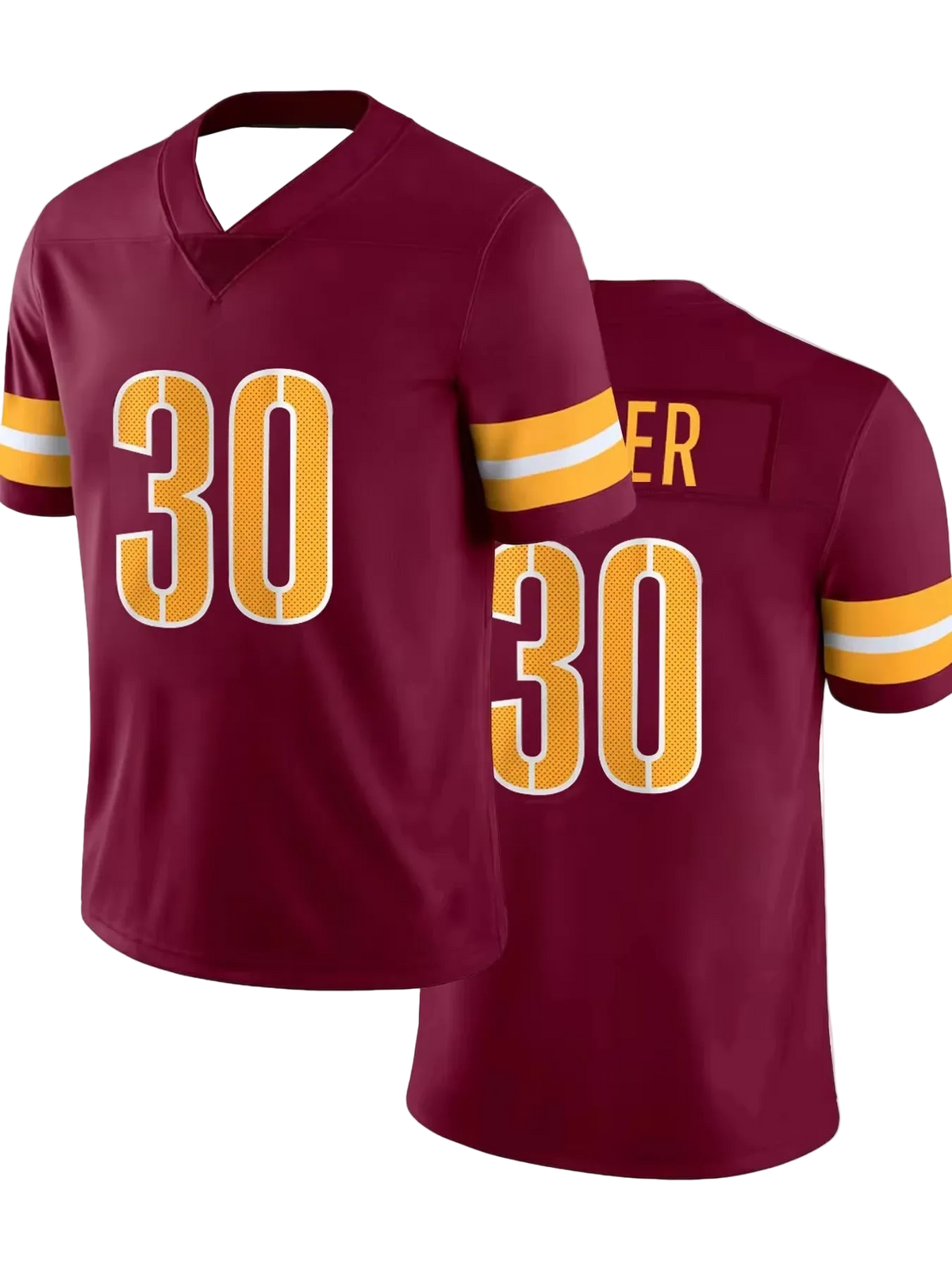 Maroon sports jersey with number 30 and name 'ER' on a white background