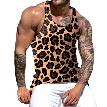 Men Leopard Print Sleeveless Tank Top