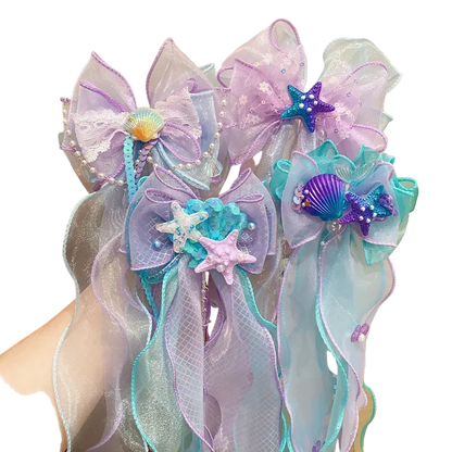 Mermaid Hair Bow | Shell & Starfish Ribbon Hair Accessory