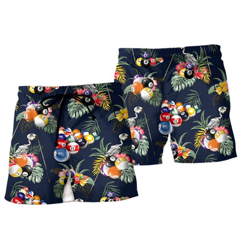 Billiard 3D Print Shorts Summer Beach Wear for Men