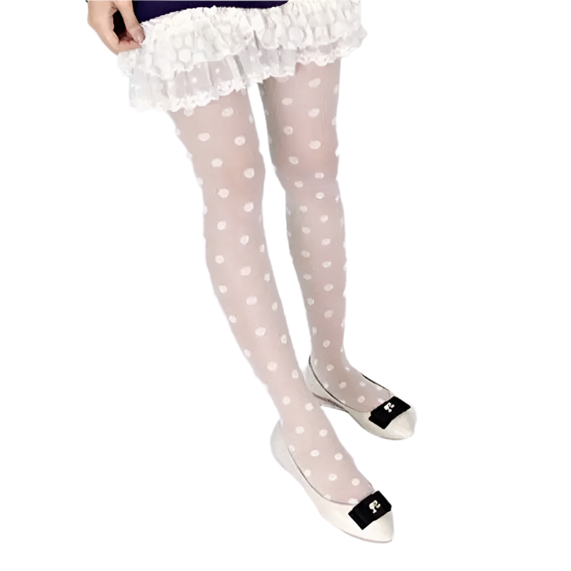 Sweet polka dot pantyhose with perspective design

