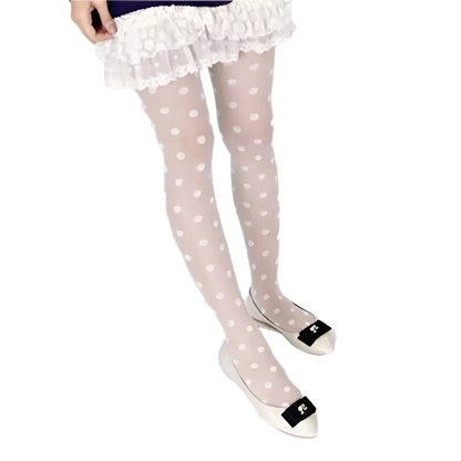 Sweet polka dot pantyhose with perspective design

