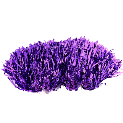 Purple tinsel on a white background