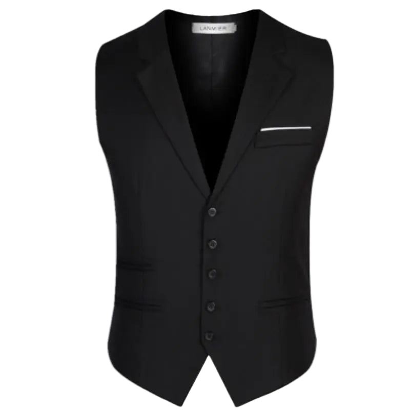 Black suit vest on a white background
