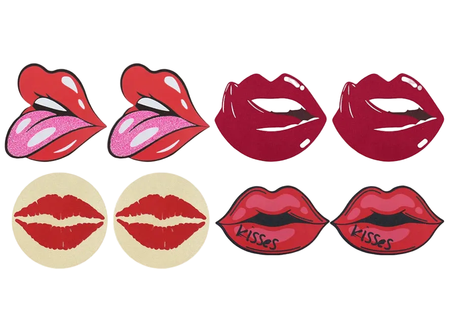 Set of 8 lip-shaped stickers on a white background with '8PCS' text.
